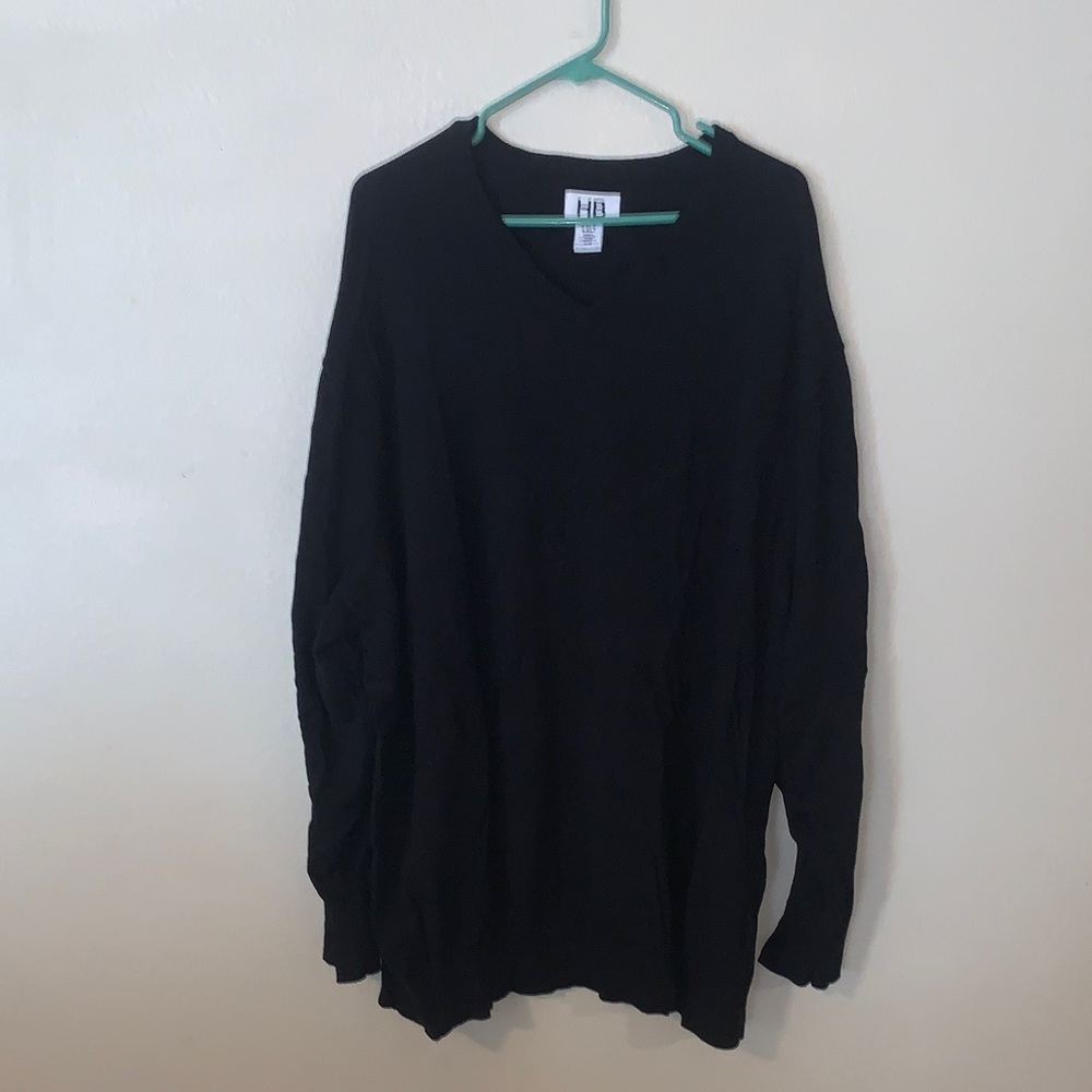 HB Big & Tall Men's 4XLT Black V-Neck Sweater Knit Winter Cotton